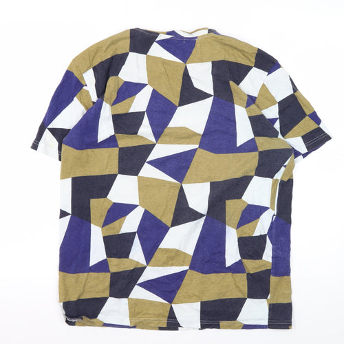 Villain Men's Geometric T-Shirt Multicoloured L