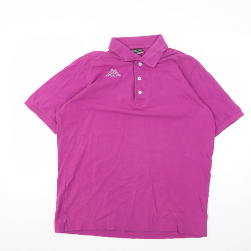 Kappa Men's Pink Polo - Large, Short Sleeve
