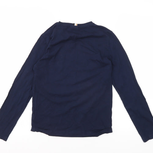 Boss Boys Blue Graphic Long Sleeve T-Shirt, Size 12, Slim Fit