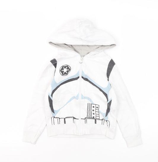 Star Wars Boys White Full Zip Hoodie 4-5 Years Graphic
