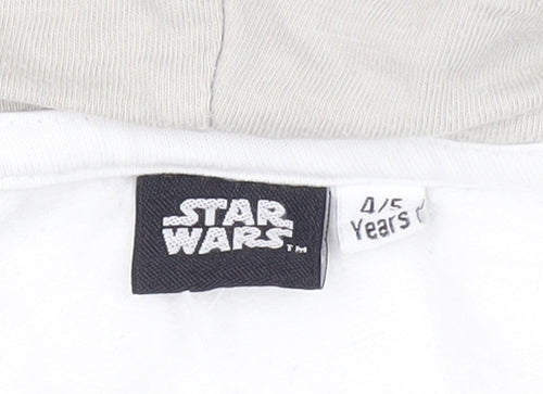 Star Wars Boys White Full Zip Hoodie 4-5 Years Graphic
