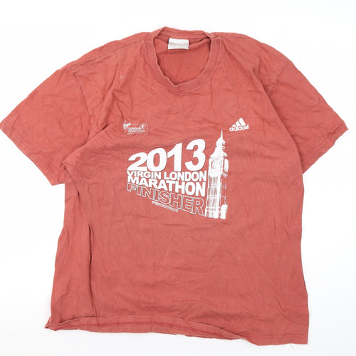 Adidas Men's Red Marathon T-Shirt, One Size, Graphic Print