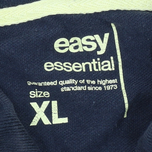 Easy Men's Blue XL Polo Shirt Short Sleeve Casual