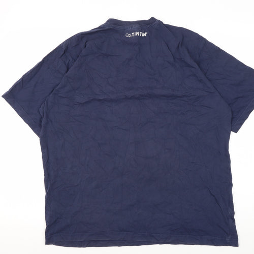 Tintin Men's Blue Graphic T-Shirt, Size L