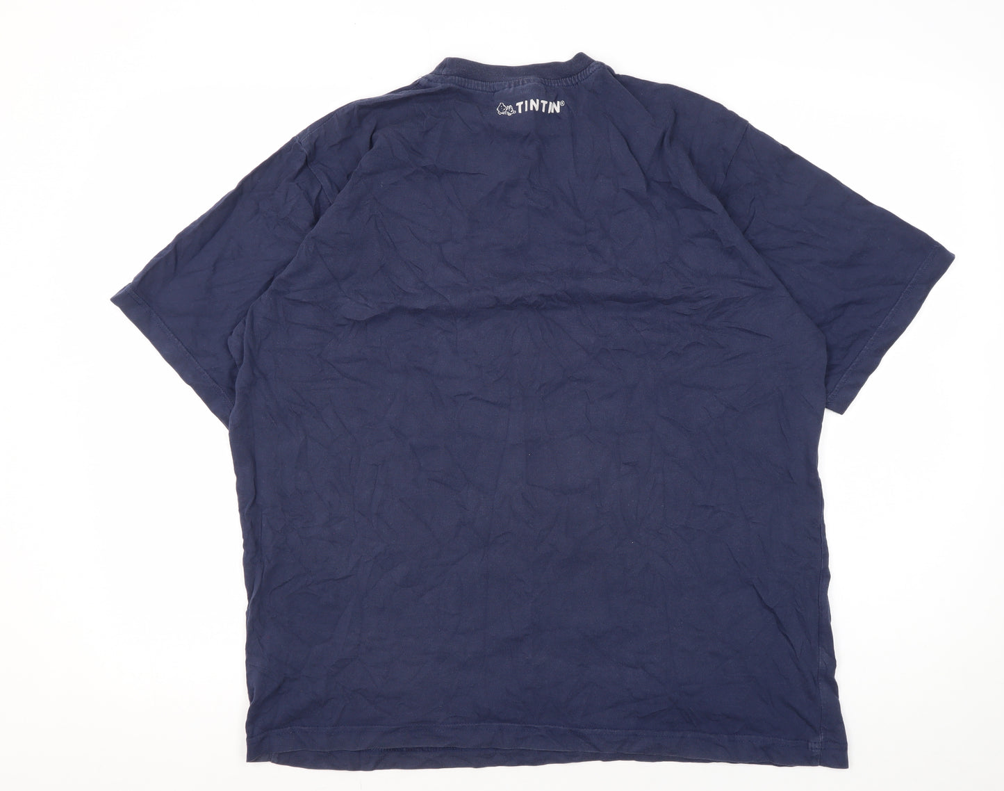 Tintin Men's Blue Graphic T-Shirt, Size L