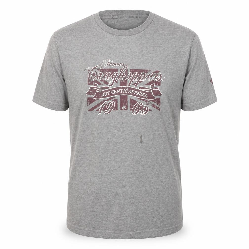 Front view of Craghoppers Men's Grey Medium Graphic T-Shirt