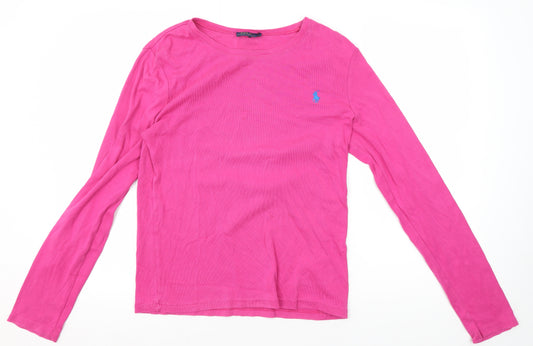 Polo Ralph Lauren Women's Pink Long Sleeve T-Shirt, Size L