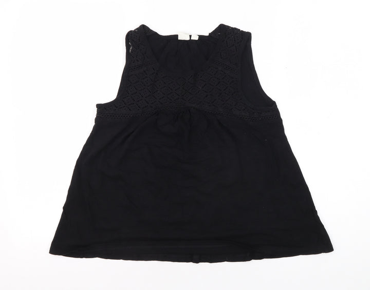 Gap Women's Black Tank Top, 2XS, Sleeveless Crochet
