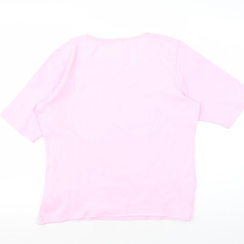 Rabe Women's Pink Basic T-Shirt - Size 8 Short Sleeve