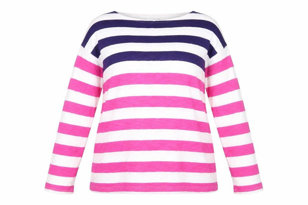 Front view of Pomodoro Women's 18 Multicoloured Striped Pullover