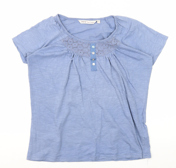 EWM Women's Blue Basic T-Shirt, Size M, Cotton