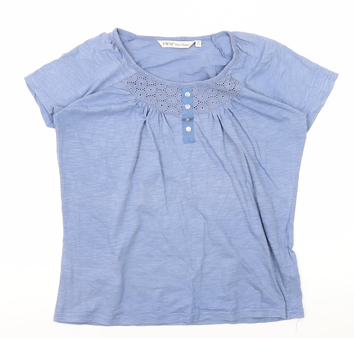 EWM Women's Blue Basic T-Shirt, Size M, Cotton