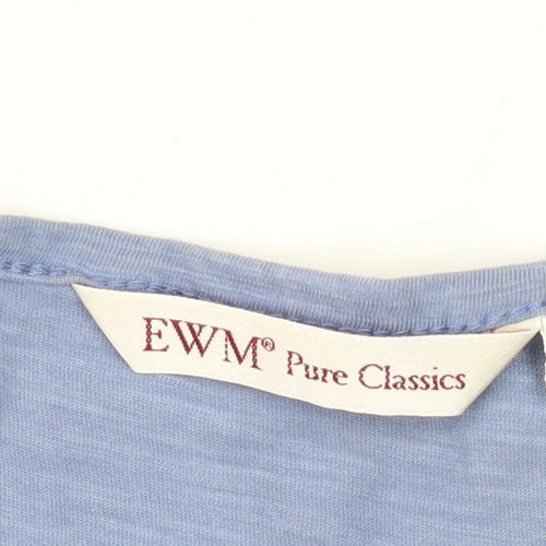 EWM Women's Blue Basic T-Shirt, Size M, Cotton