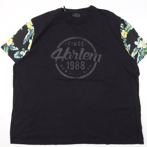 LABEL-J Men's 4XL Black Harlem Graphic T-Shirt