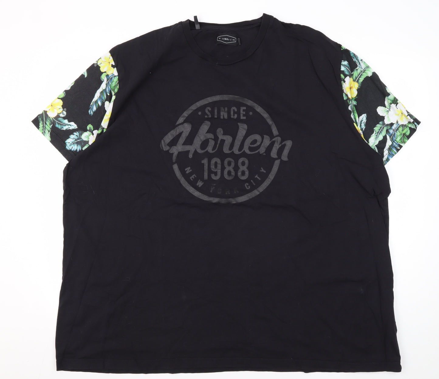 LABEL-J Men's 4XL Black Harlem Graphic T-Shirt
