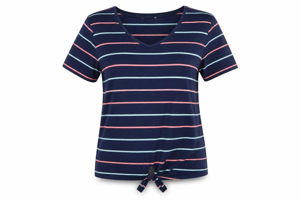 Front view of Red Herring Women's Multicoloured Striped T-Shirt, size 16