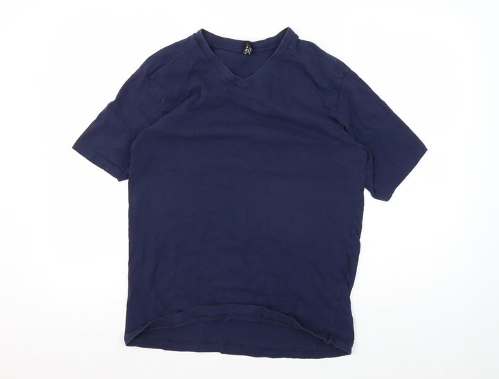 Donnay Men's Blue V-Neck T-Shirt Medium Cotton
