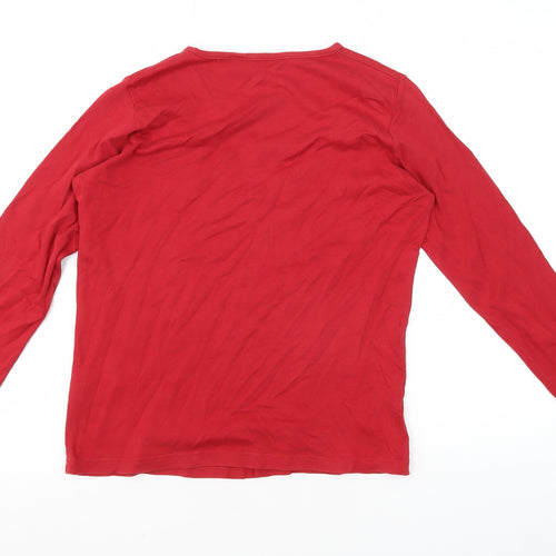 ISLE Women's Red Christmas Top, S, Long Sleeve, Embroidered