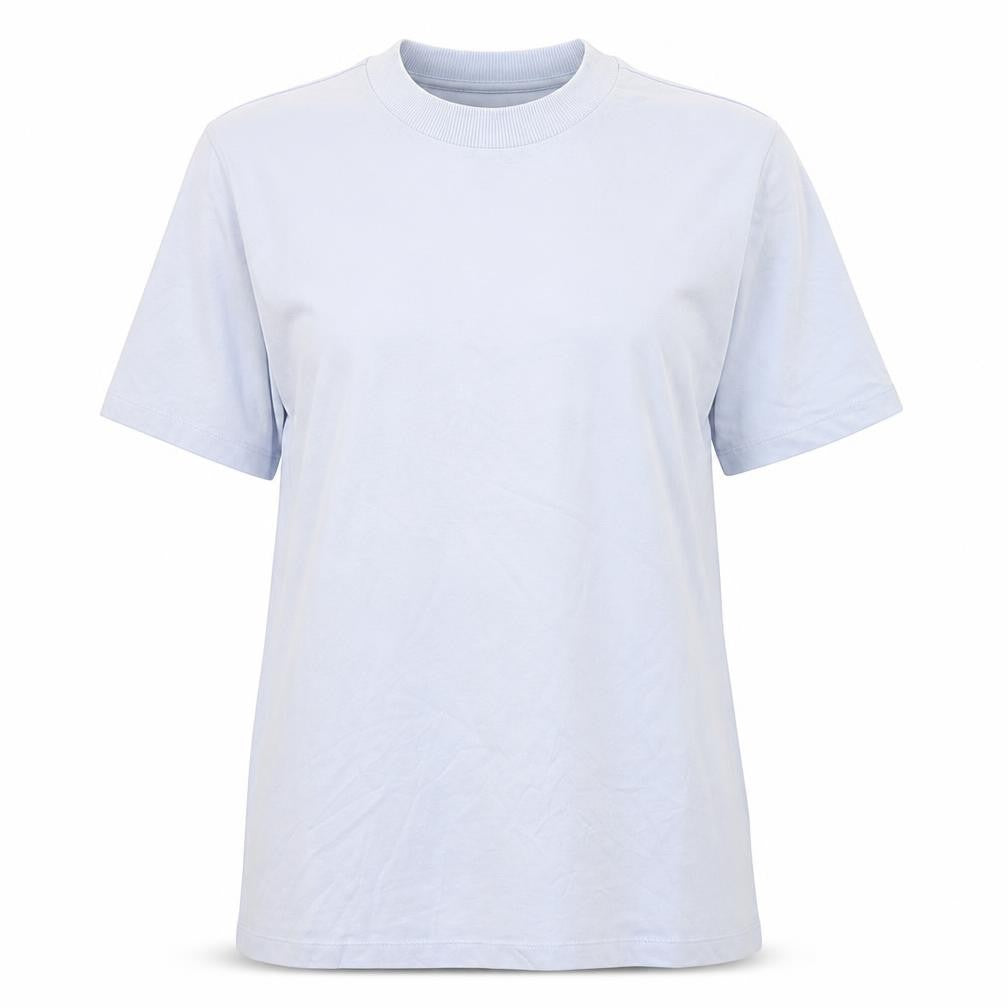 Front view of Adidas Women's Blue Basic T-Shirt -, size L, Crew Neck