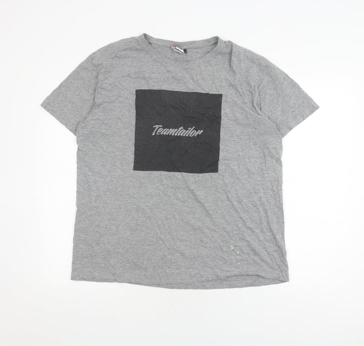 Clique Men's Grey XL Logo T-Shirt, Crew Neck, Casual Wear