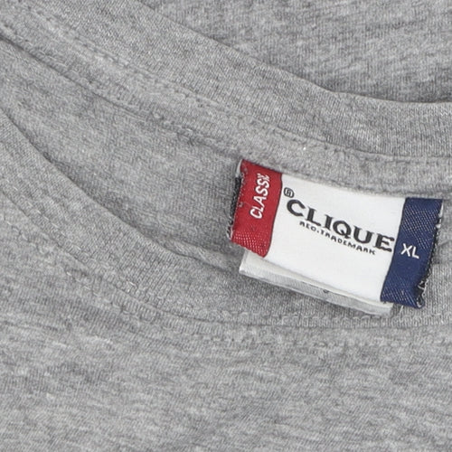 Clique Men's Grey XL Logo T-Shirt, Crew Neck, Casual Wear