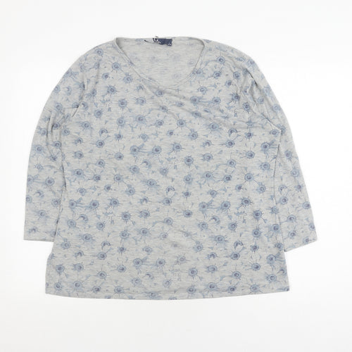 Lily Women's Grey Floral V-Neck Pullover