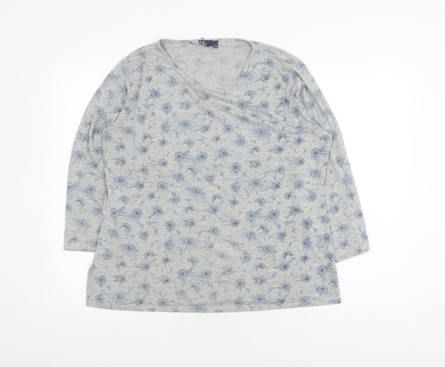 Lily Women's Grey Floral V-Neck Pullover
