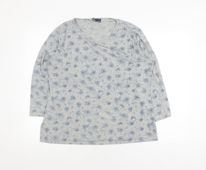 Lily Women's Grey Floral V-Neck Pullover