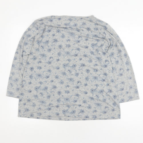 Lily Women's Grey Floral V-Neck Pullover