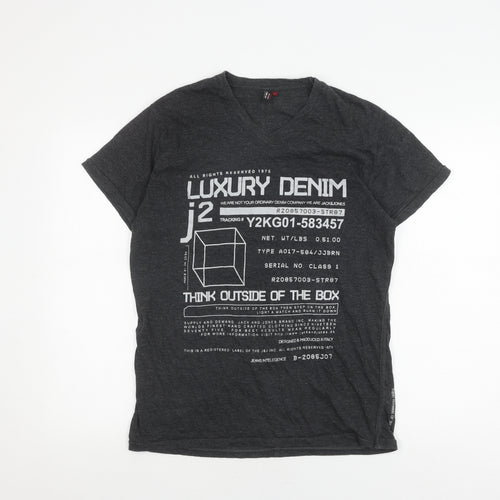 Jack & Jones Men's Grey Graphic Print T-Shirt L