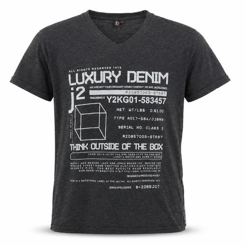Jack & Jones Men's Grey Graphic Print T-Shirt L