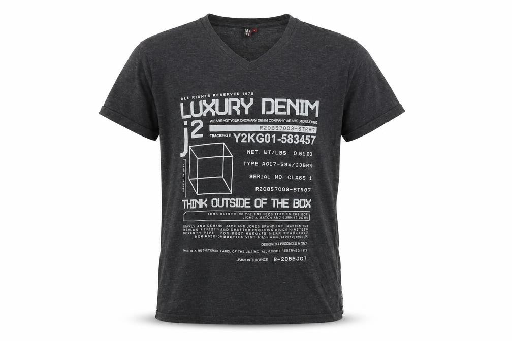 Jack & Jones Men's Grey Graphic Print T-Shirt L