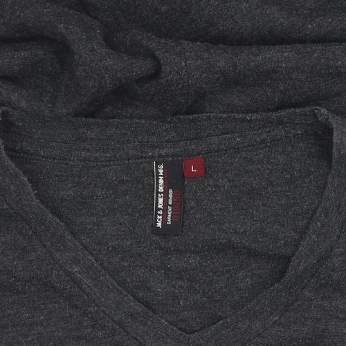 Jack & Jones Men's Grey Graphic Print T-Shirt L