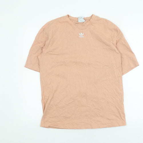 Adidas Unisex Beige Cotton T-Shirt Size L Crew Neck