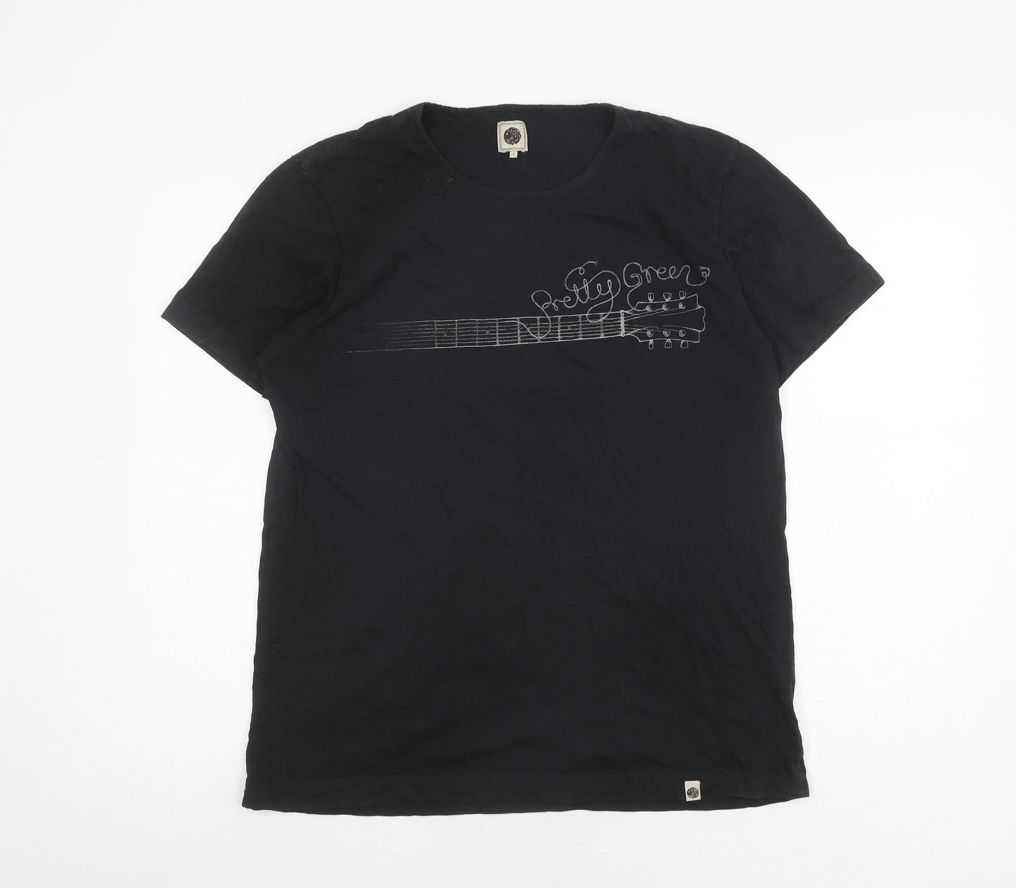 Pretty Green Men's Black Graphic T-Shirt - Size L