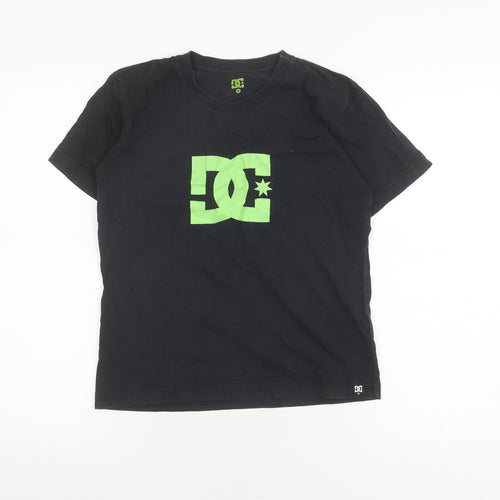 DC Shoes Boys Black T-Shirt Medium Casual Logo Crew Neck