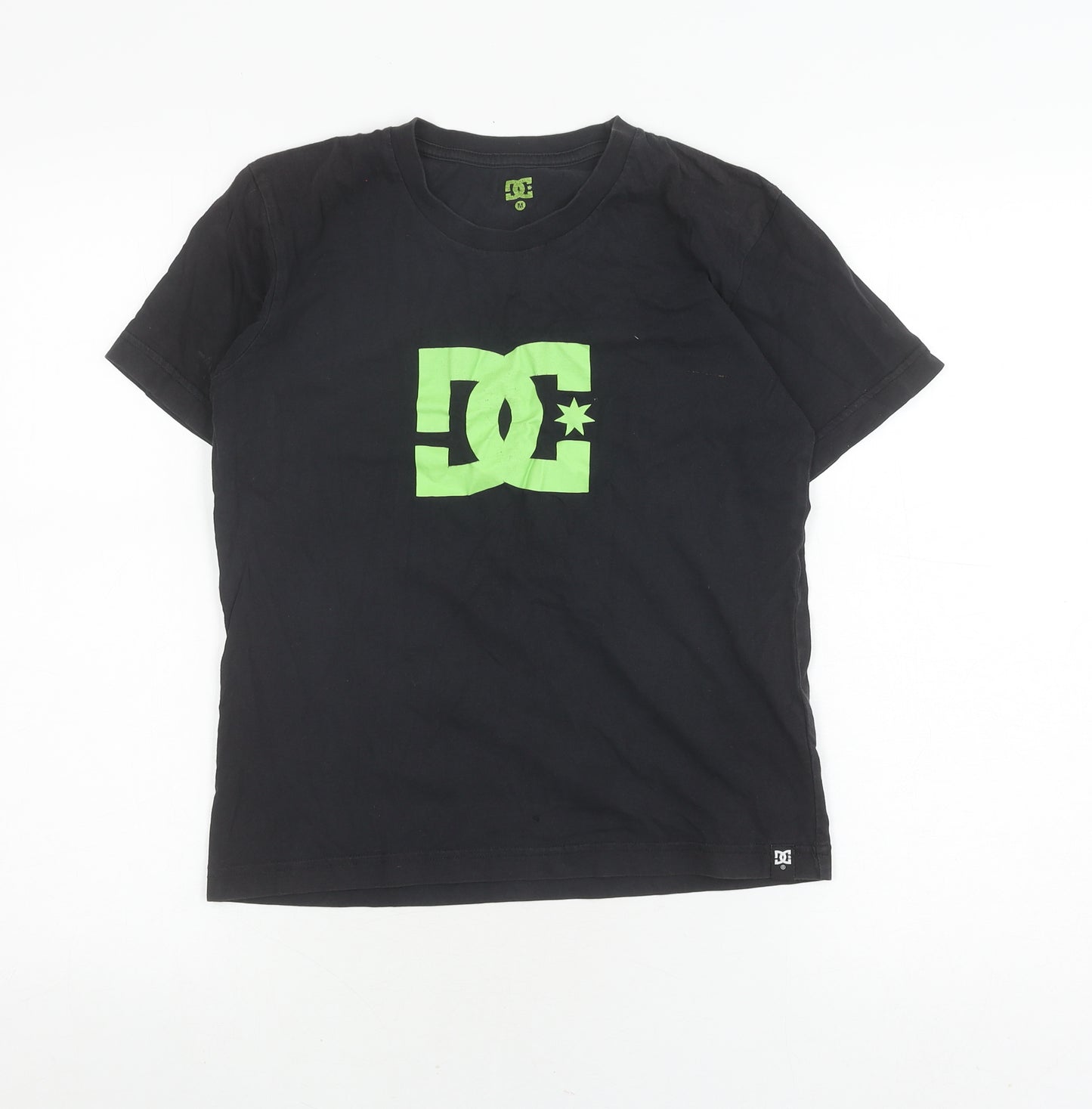 DC Shoes Boys Black T-Shirt Medium Casual Logo Crew Neck