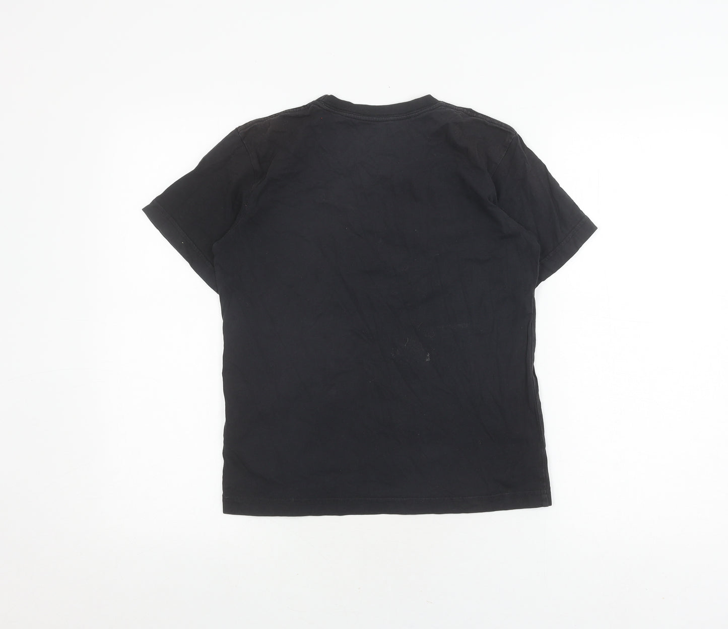 DC Shoes Boys Black T-Shirt Medium Casual Logo Crew Neck