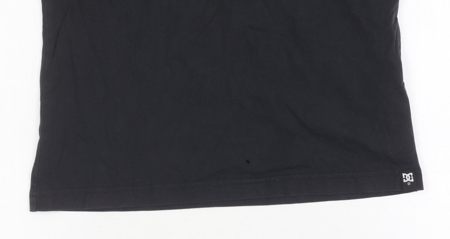 DC Shoes Boys Black T-Shirt Medium Casual Logo Crew Neck
