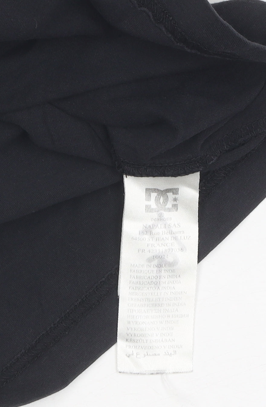DC Shoes Boys Black T-Shirt Medium Casual Logo Crew Neck