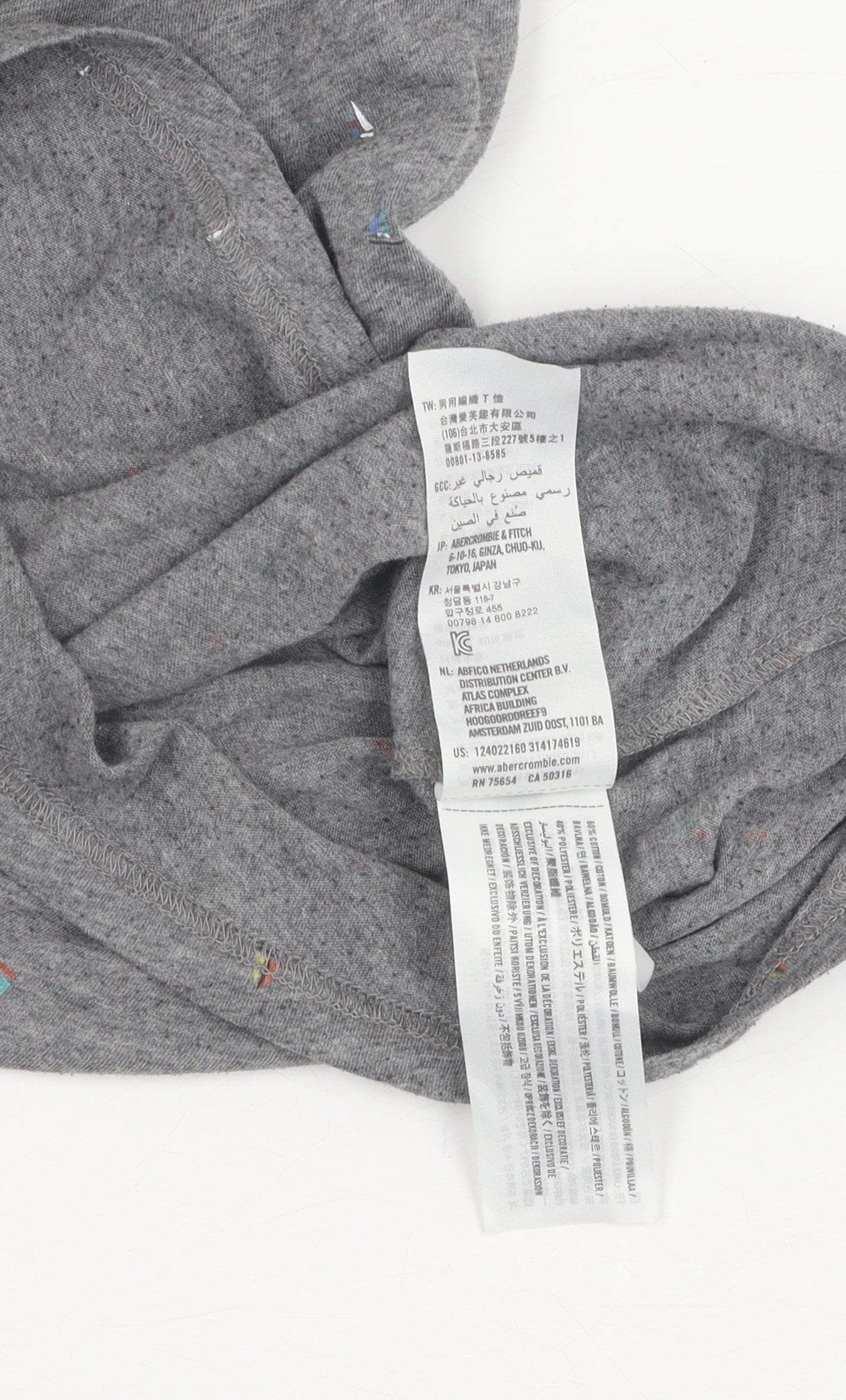 Abercrombie & Fitch Men's Grey Nautical T-Shirt, Size S