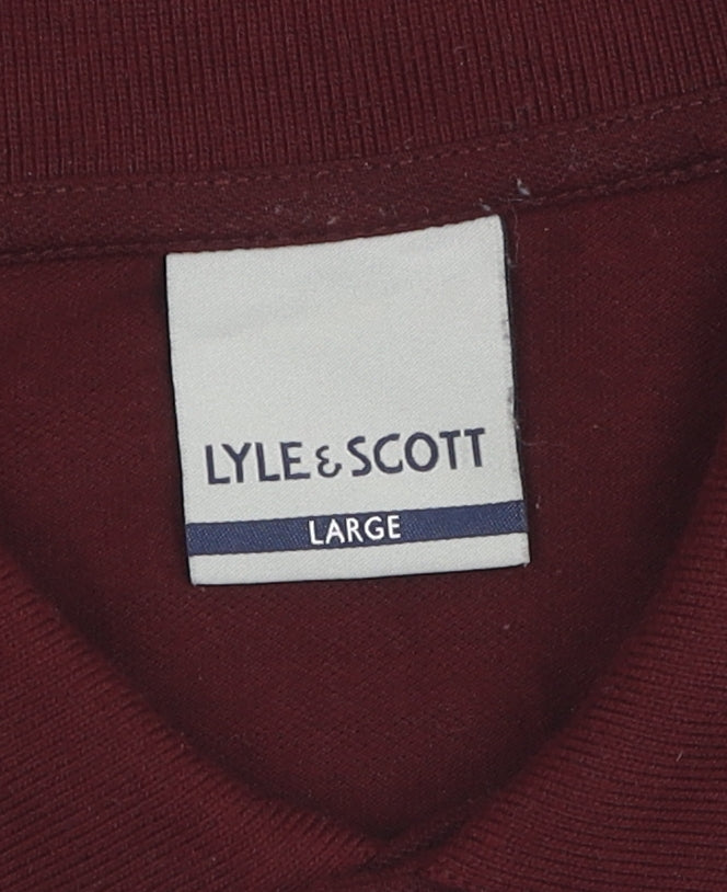 Lyle & Scott Men's Red Polo Shirt, Size L, Striped