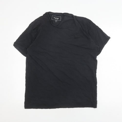 Firetrap Men's Black Cotton T-Shirt, Size L, Crew Neck