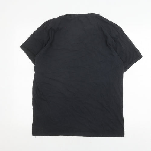 Firetrap Men's Black Cotton T-Shirt, Size L, Crew Neck