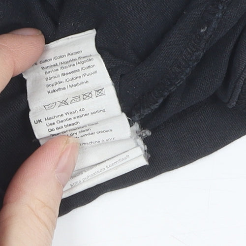 Firetrap Men's Black Cotton T-Shirt, Size L, Crew Neck