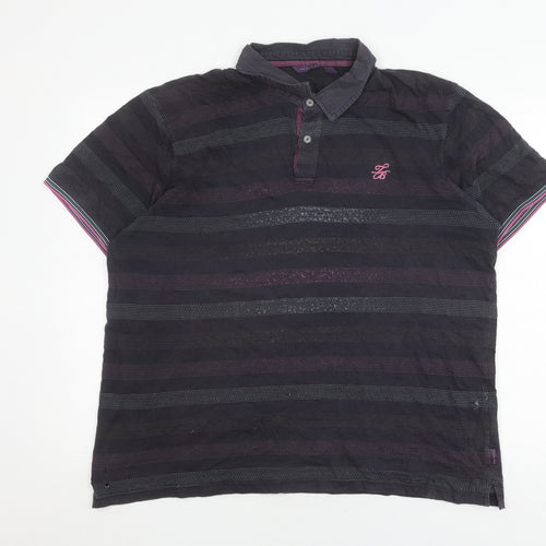 Ted Baker Men's Black Striped Polo Shirt, Size L