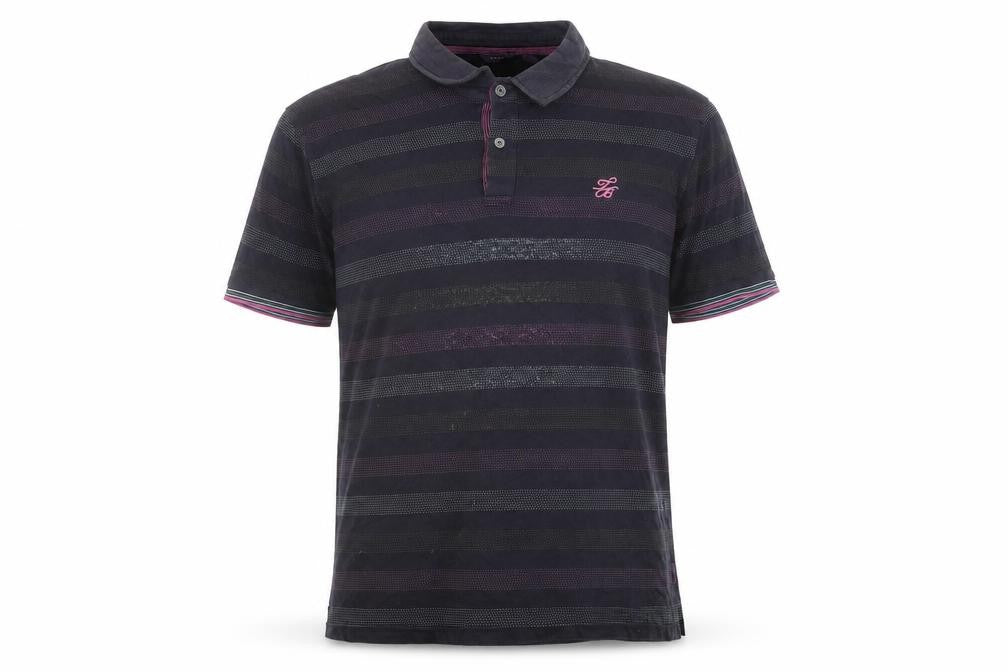 Front view of Ted Baker Men's Black Striped Polo Shirt, size L