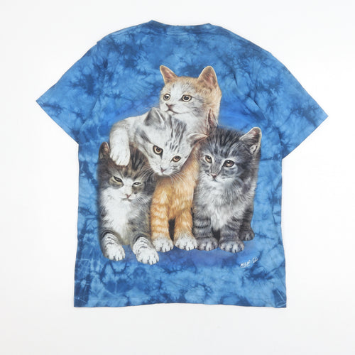 Wild Blue Cat Print Unisex T-Shirt, M, Animal Theme