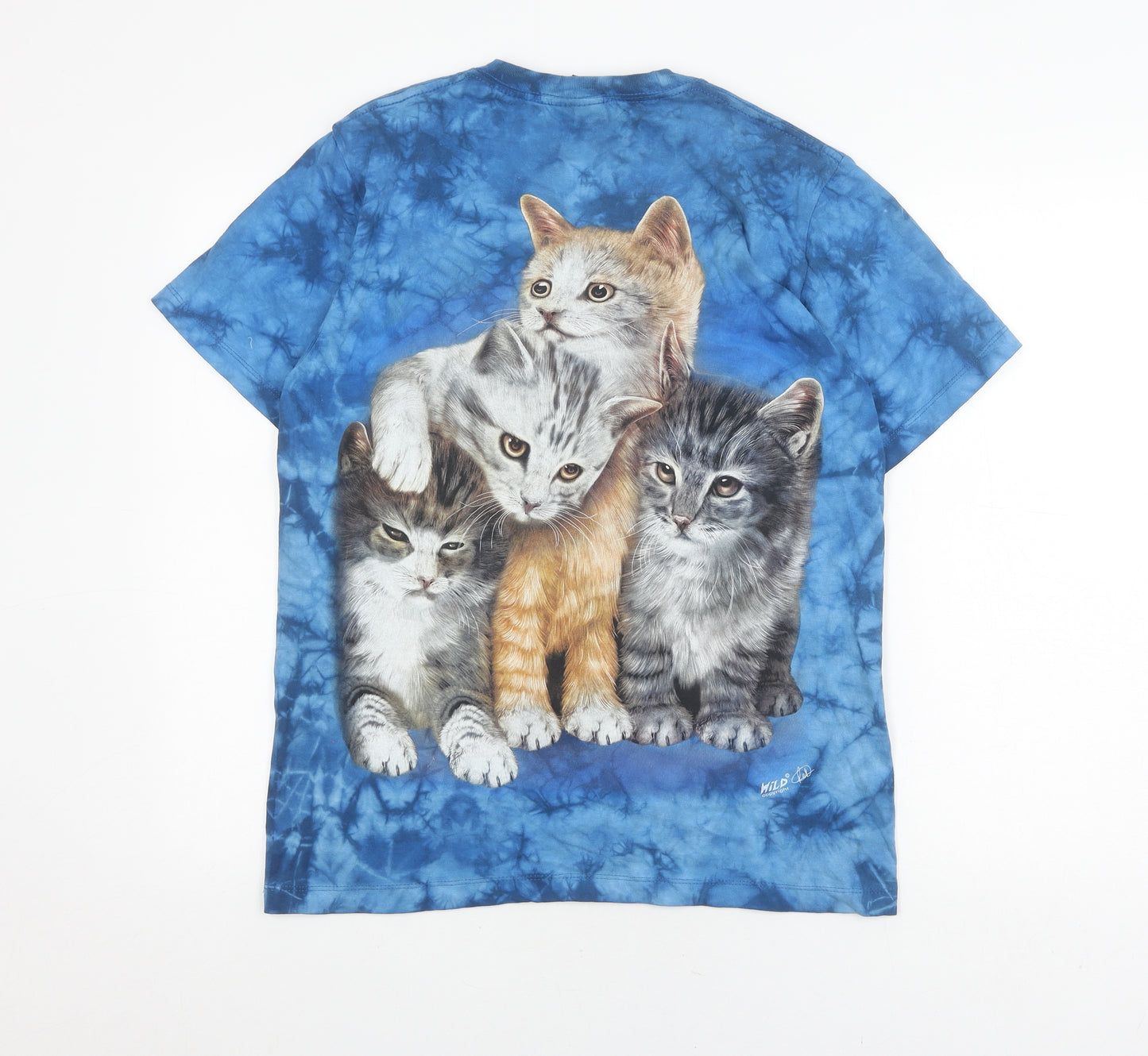 Wild Blue Cat Print Unisex T-Shirt, M, Animal Theme