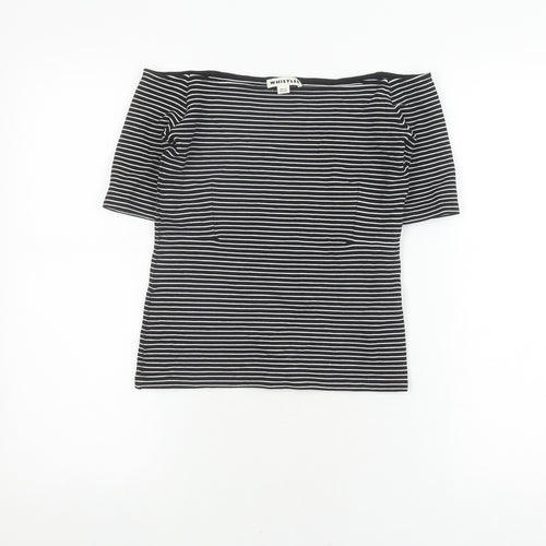 Whistles Women's Black Striped Jersey Top Size 10
